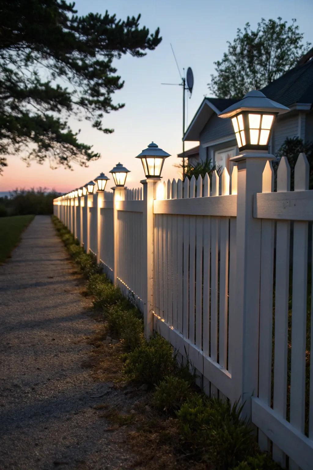 Lighting can transform your fence into a nighttime wonder.