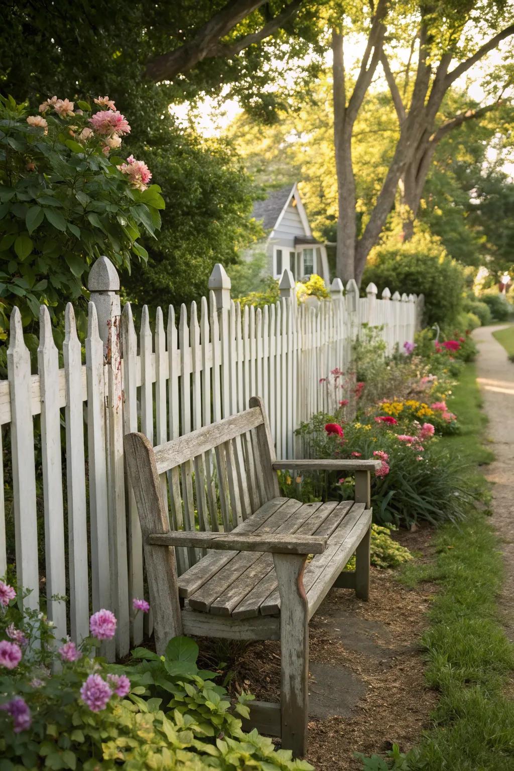 Integrated seating turns your fence into a relaxing retreat.