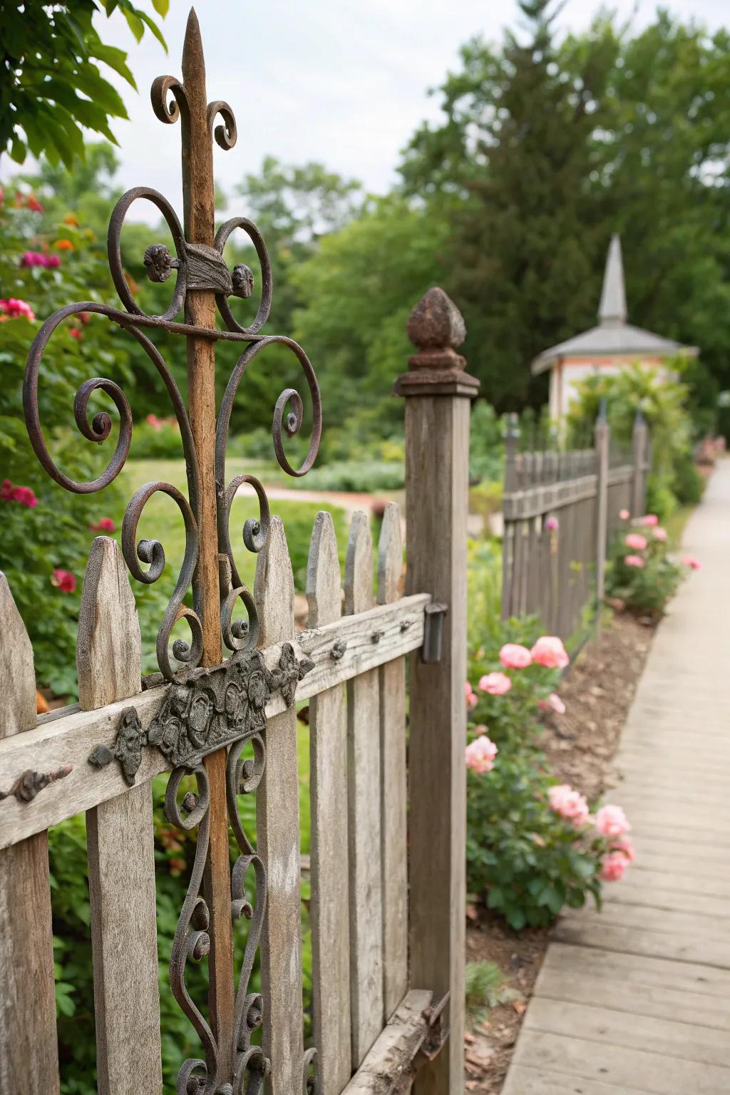Metal accents can elevate the style of a wooden fence.