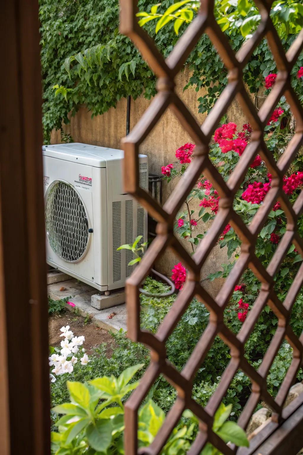 A decorative fence offers both style and function in hiding your AC unit.