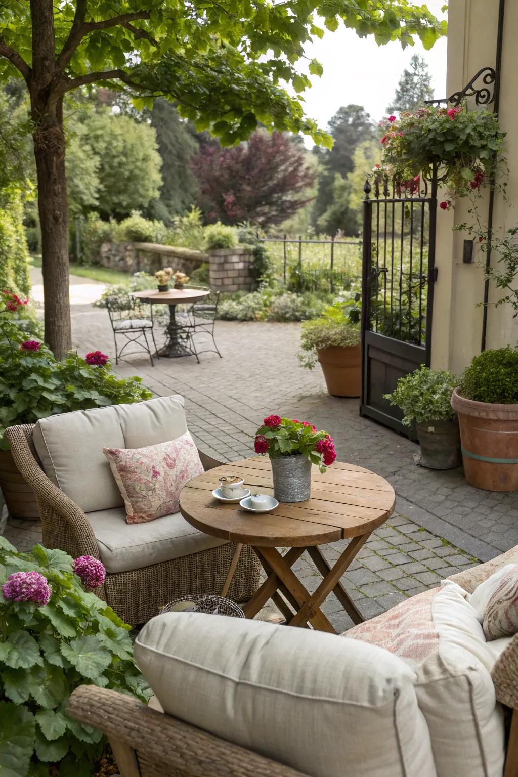 Create an inviting outdoor living space where grass won't grow.