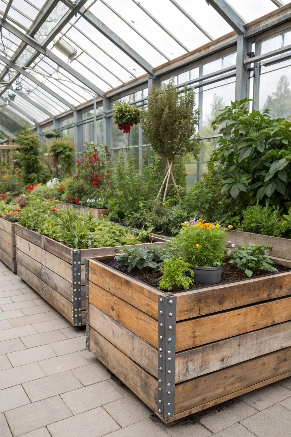 Combine materials for unique and durable planters.