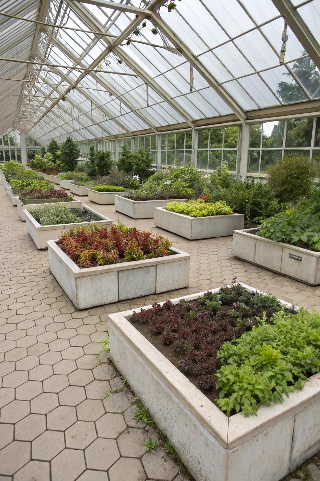 Modernize your greenhouse with geometric planters.