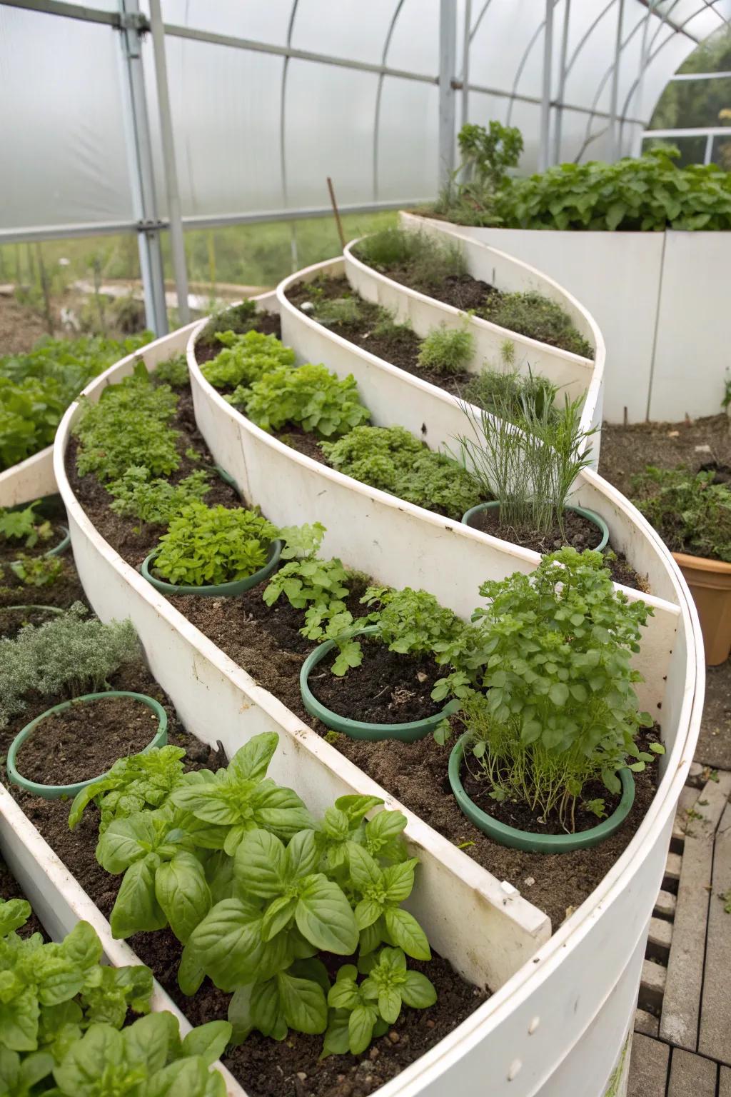 Maximize space with a visually striking herb spiral.