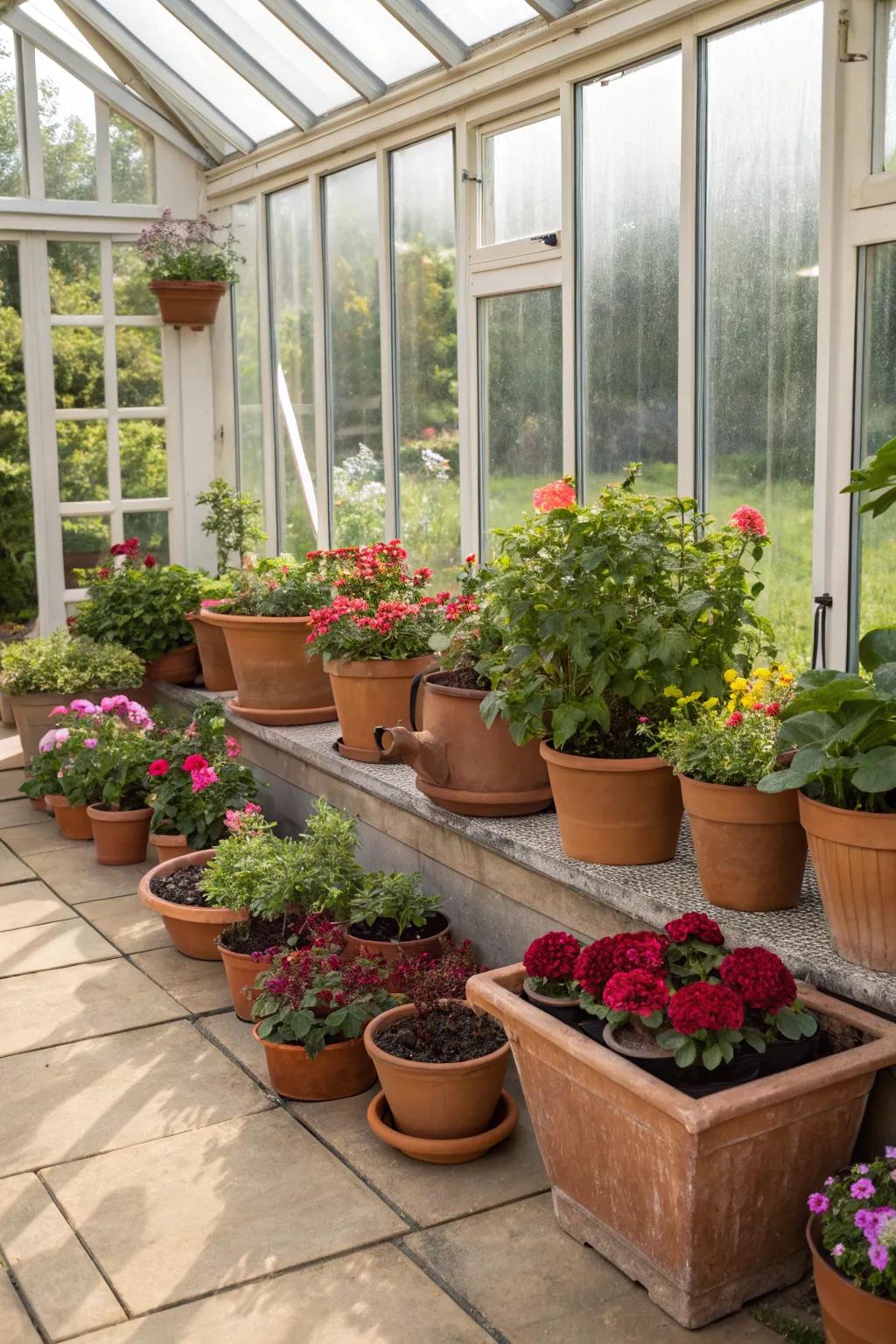 Flexible gardening with movable containers.