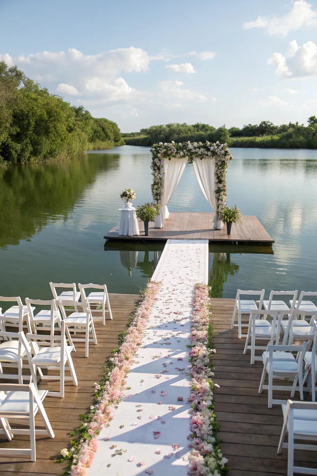 Floating seating creates a stunning and memorable backdrop.