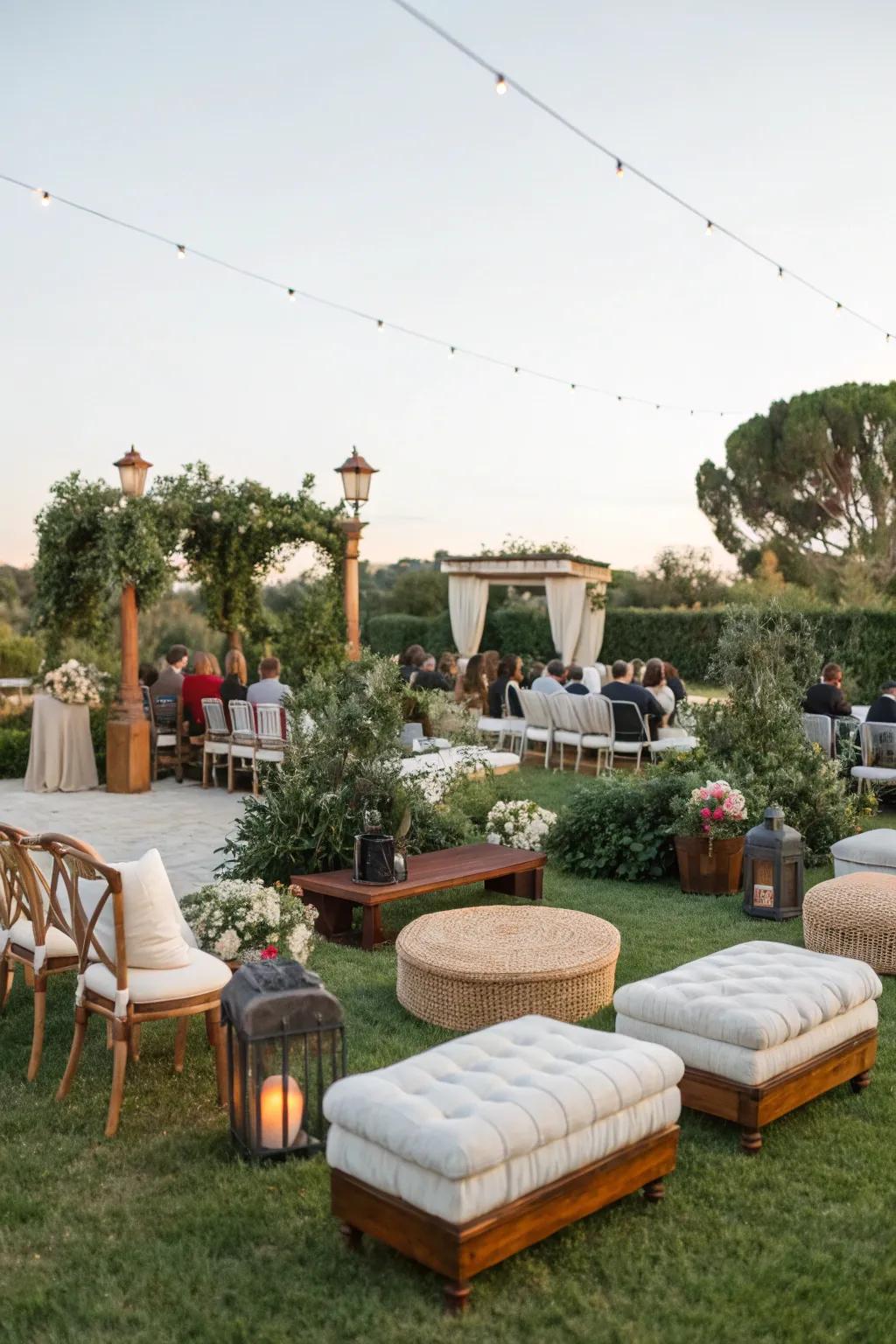 Mixing seating styles adds personality and charm to any wedding.