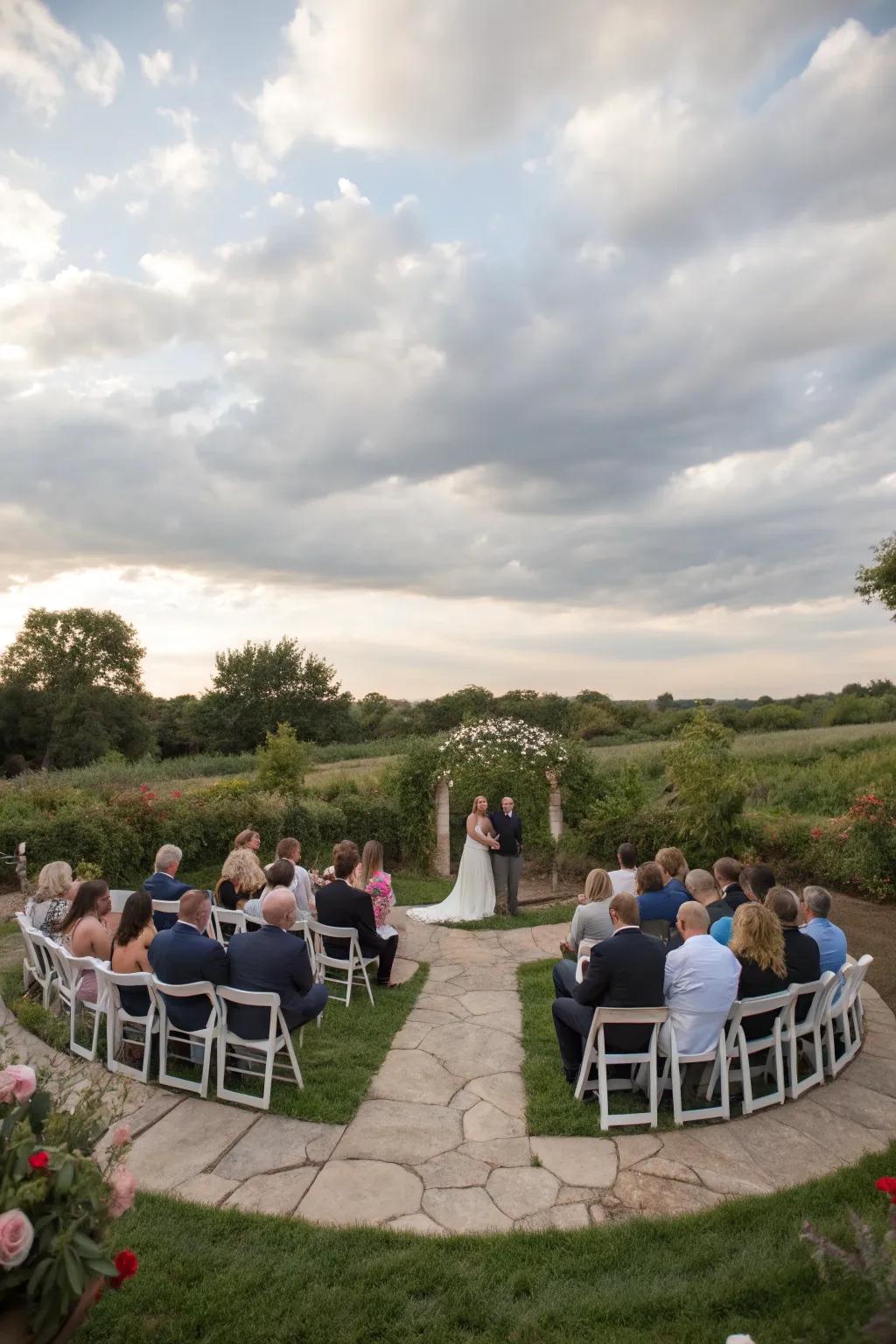 Half-circle seating fosters intimacy and connection.