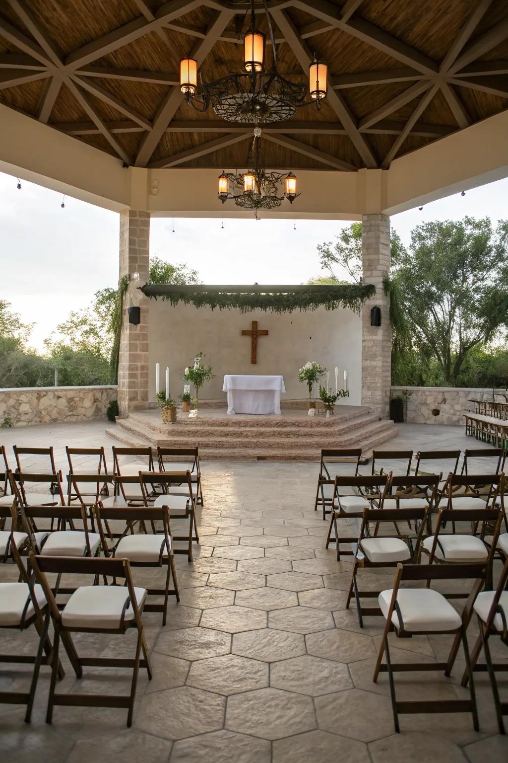 Square seating encourages interaction and community.