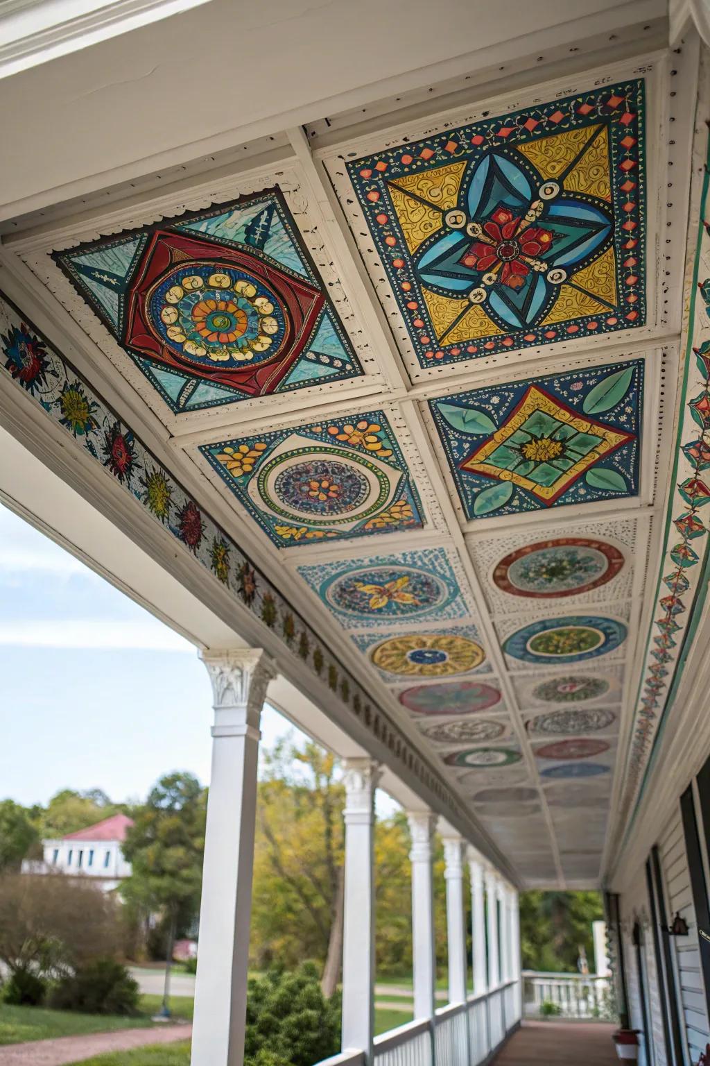 Mosaic tiles create an artistic visual centerpiece.