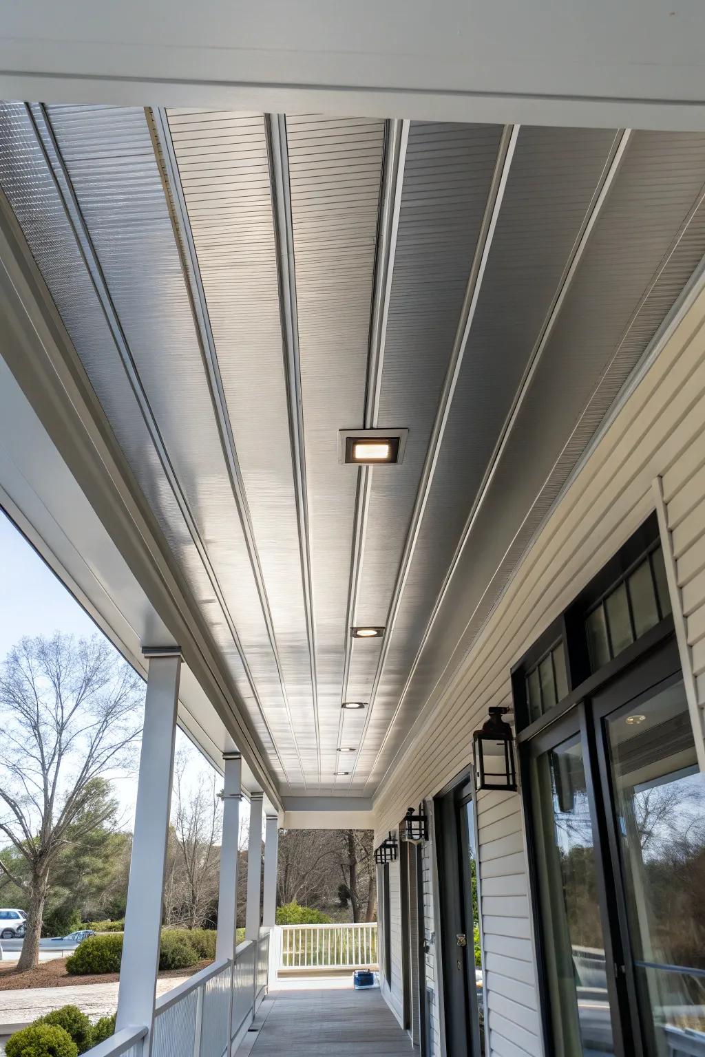Metal sheeting offers a modern and durable finish.