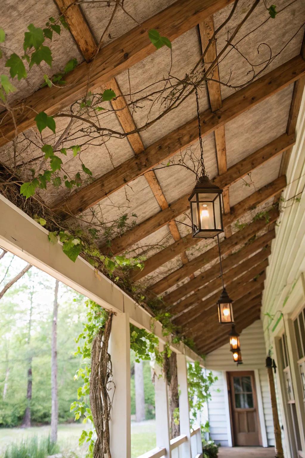 Exposed beams bring rustic charm to your porch.