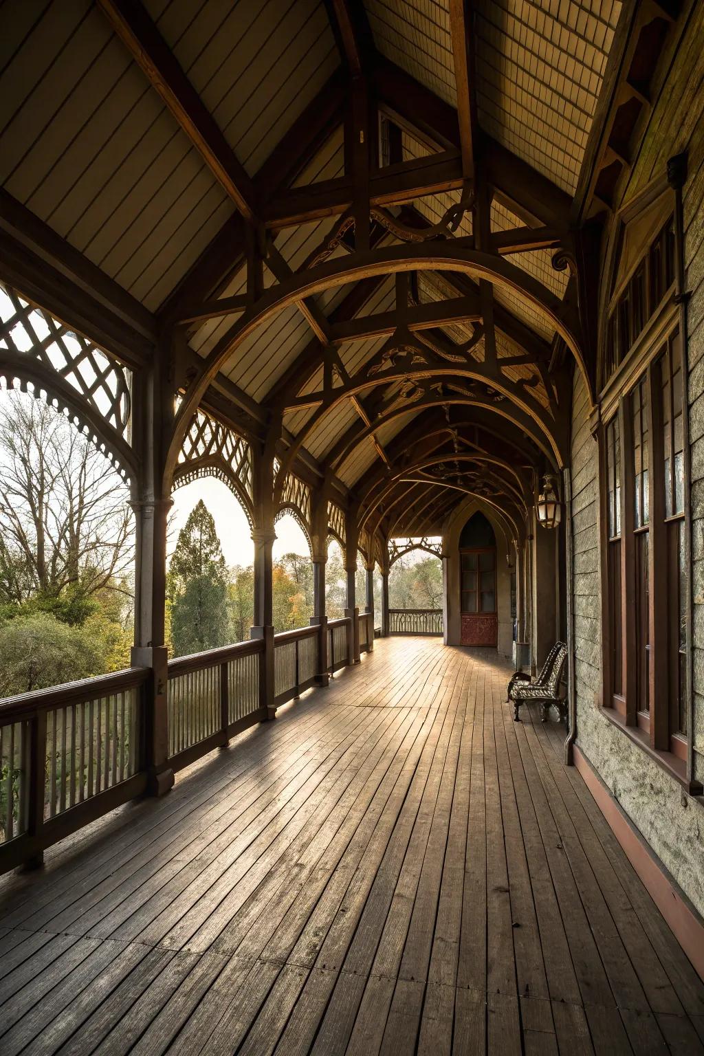 Vaulted ceilings give a porch a grand and open feel.