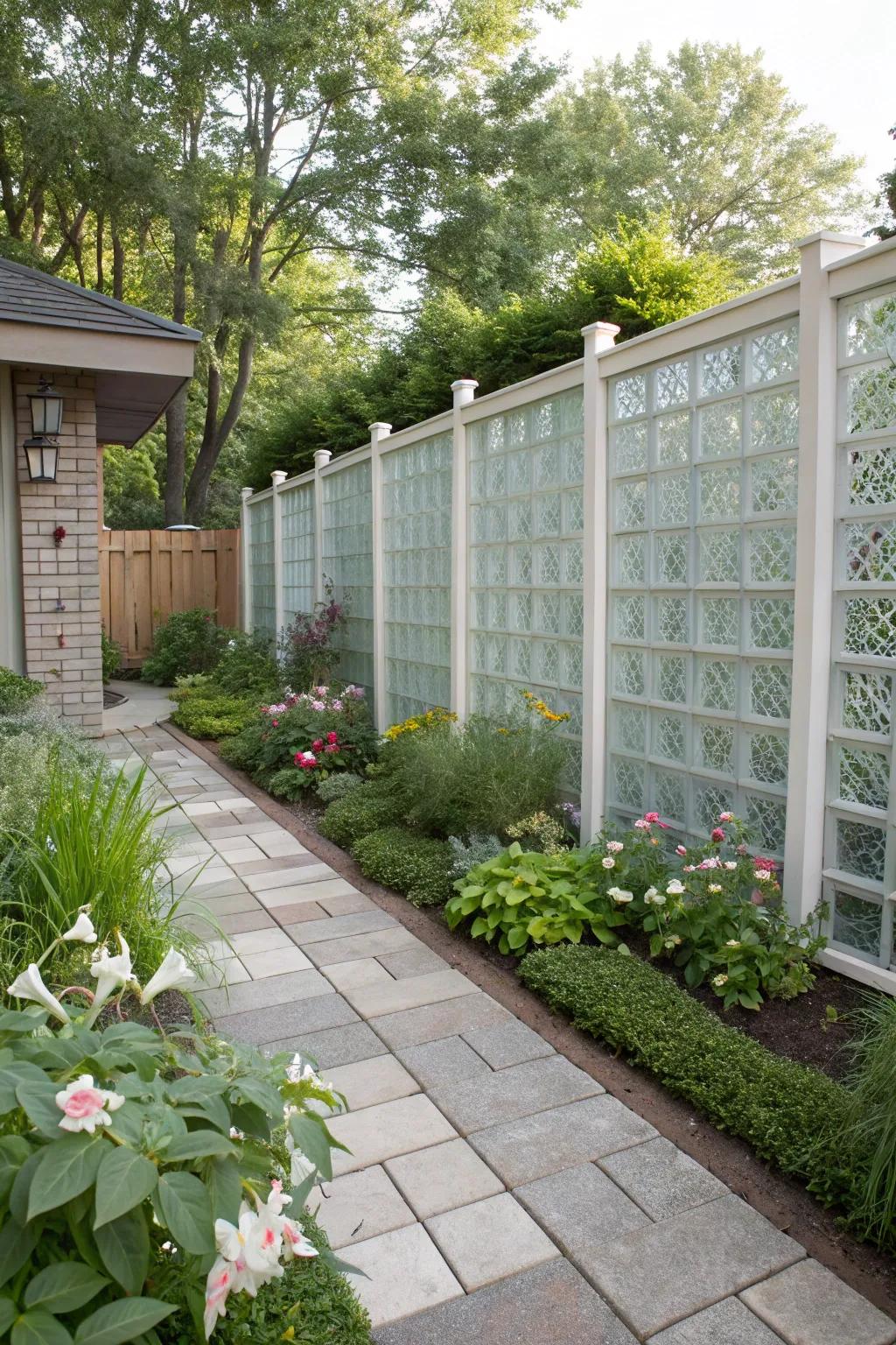 Add privacy and style with a decorative glass block wall.