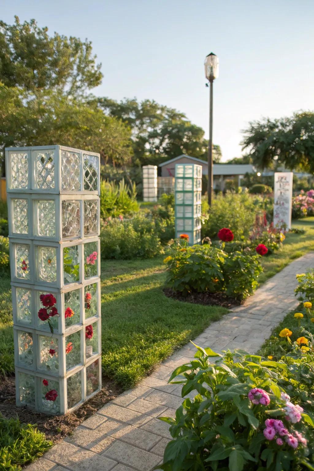 Unleash your creativity with glass block yard art.