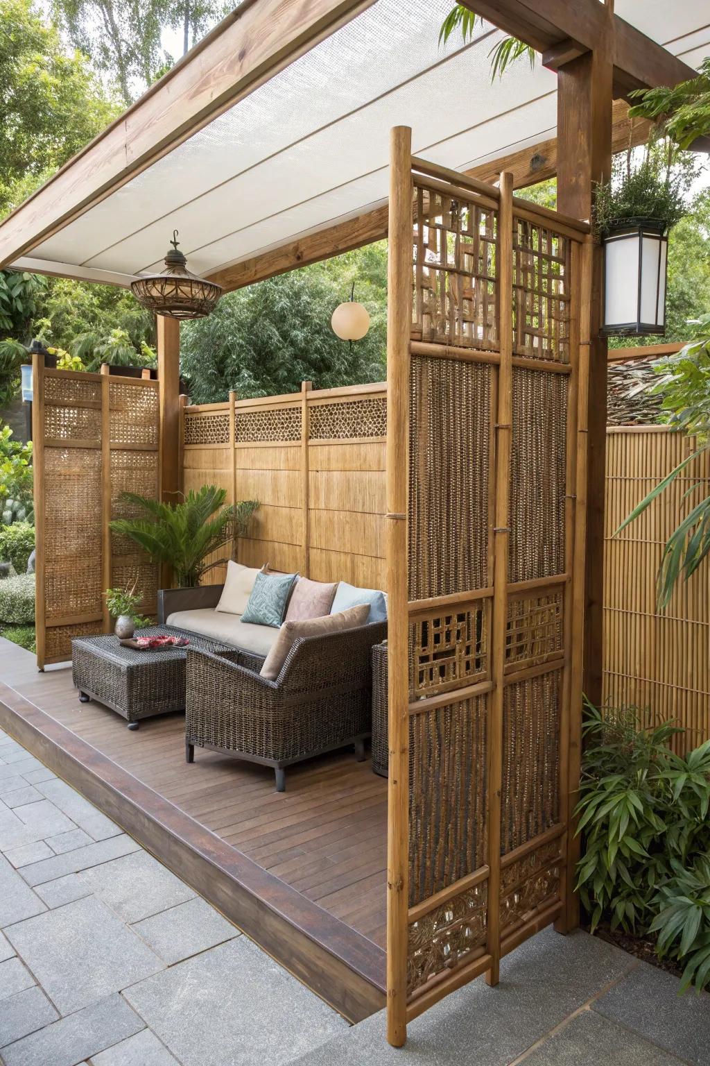 Create a private retreat with decorative screens.
