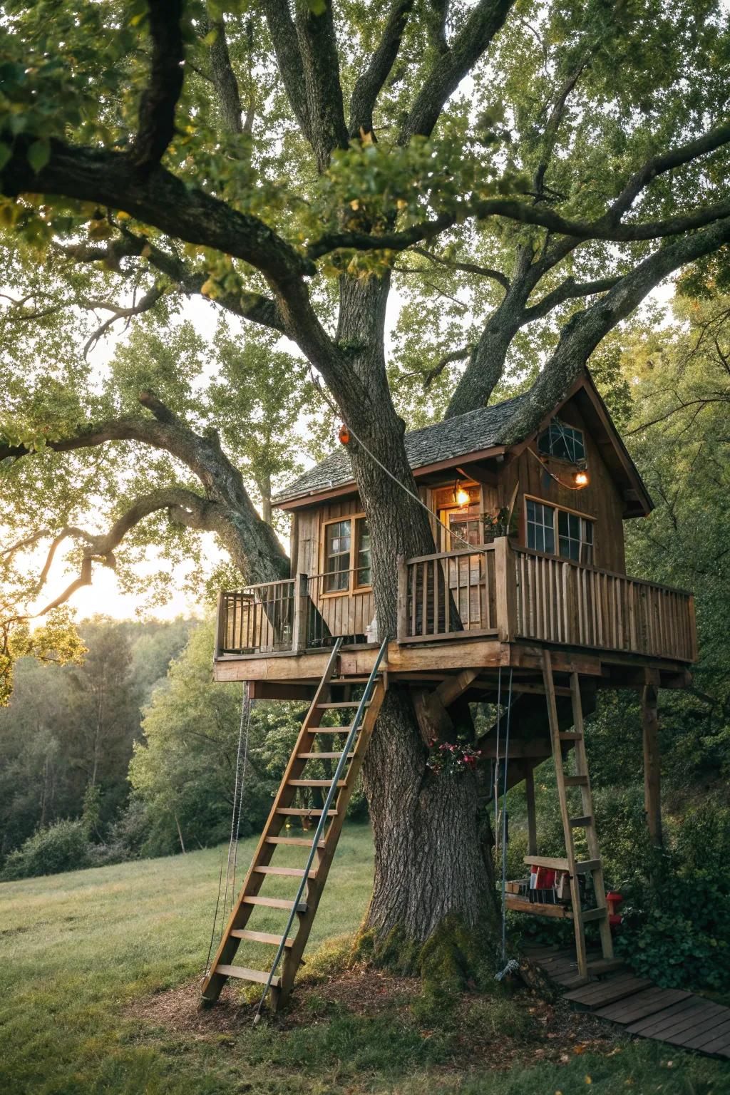 Add whimsy to your yard with a treehouse.