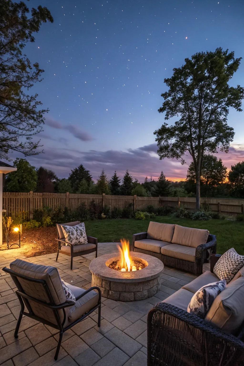 Gather around a warm fire pit for cozy evenings.