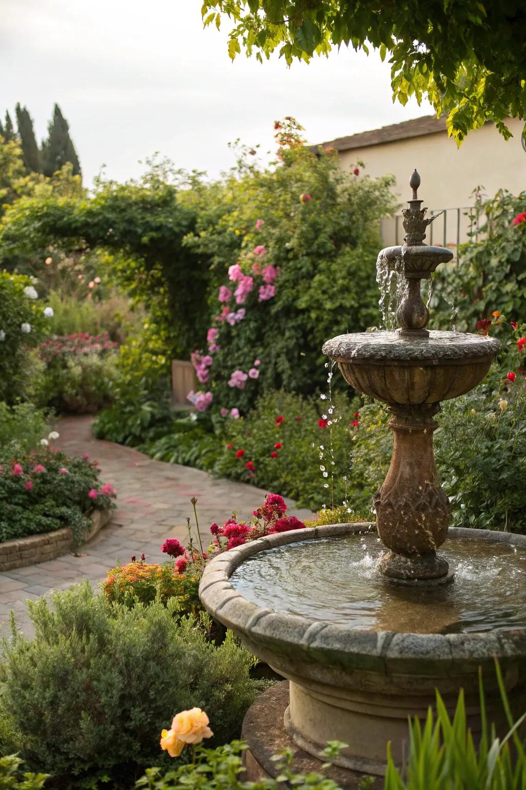 Enhance tranquility with a soothing water feature.