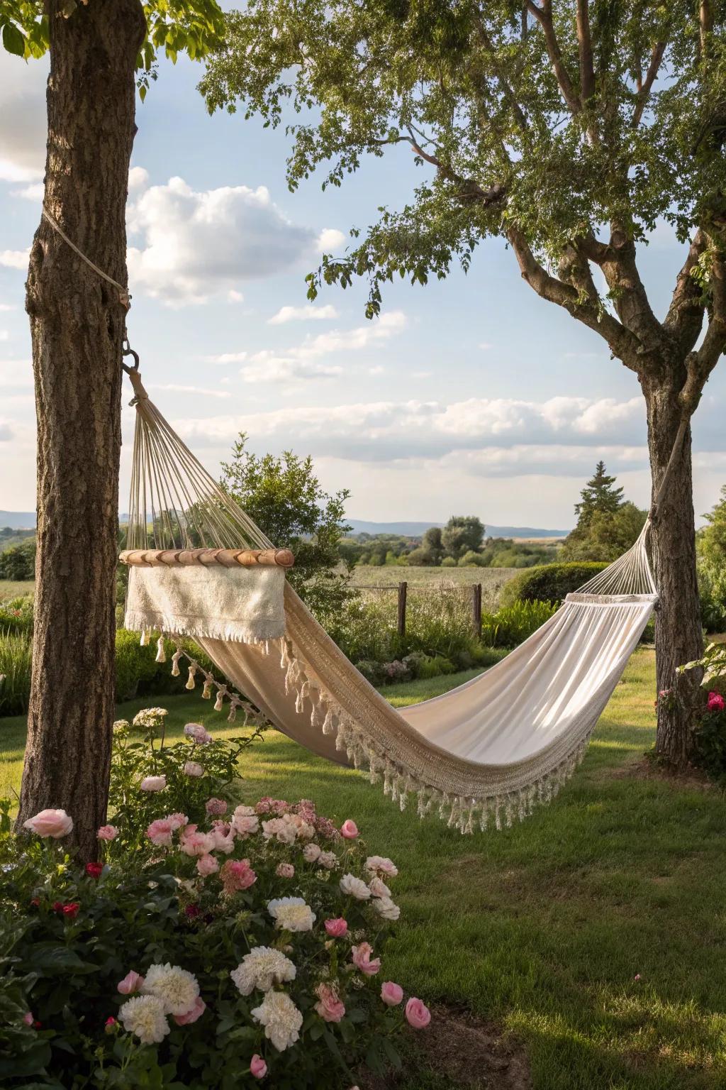 Relax with a swing or hammock in your garden.