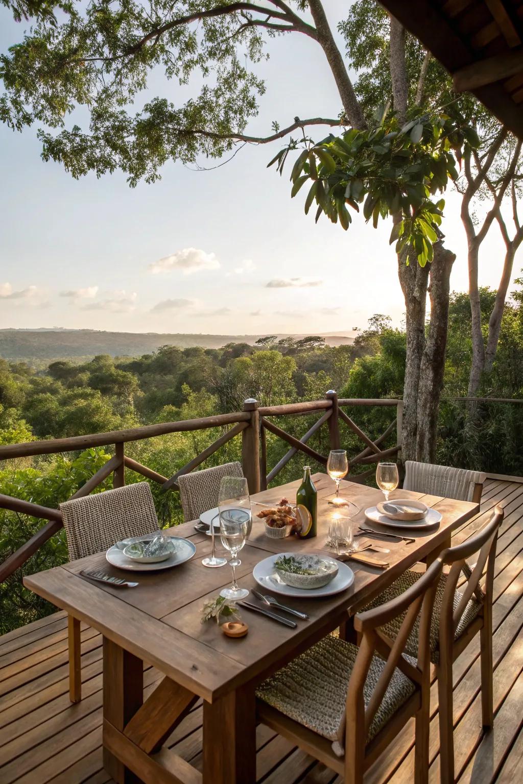 Enjoy meals outdoors with a dedicated dining area.