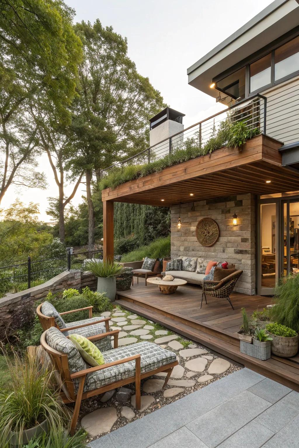 Mixing materials adds character to your patio.