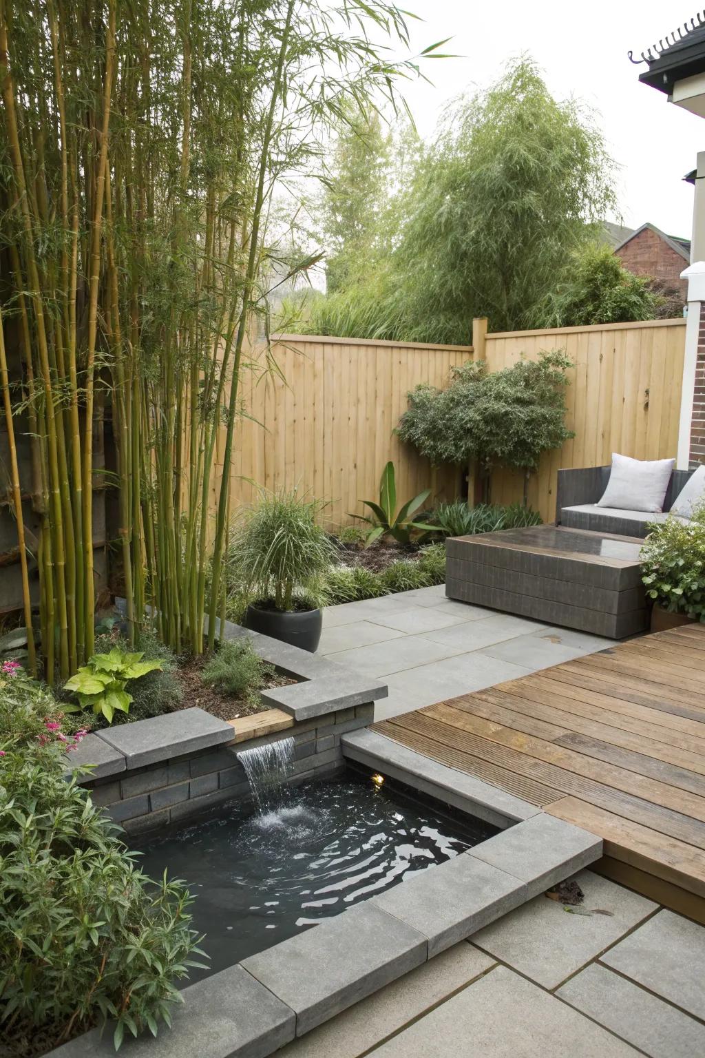 A Zen corner offers tranquility and peace on your patio.