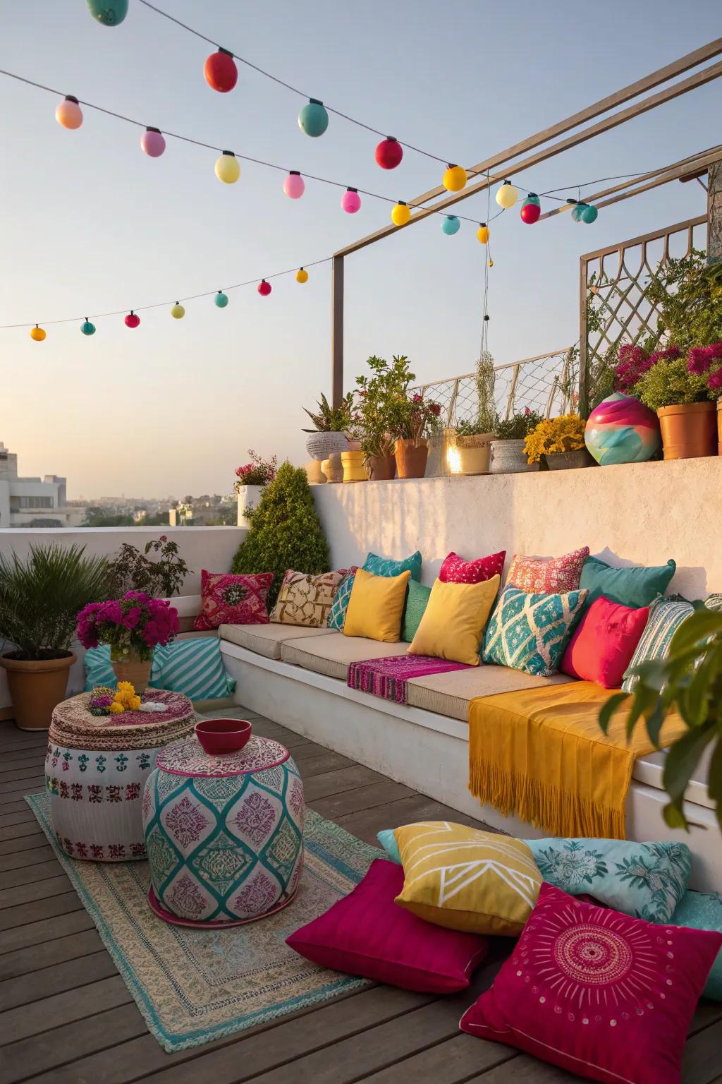 Colorful accents bring life to your patio.