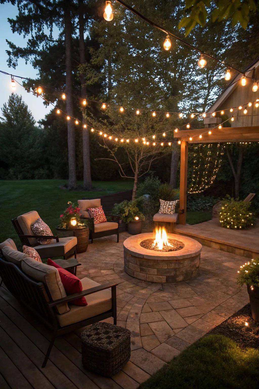 A fire pit transforms your patio into a cozy gathering spot.