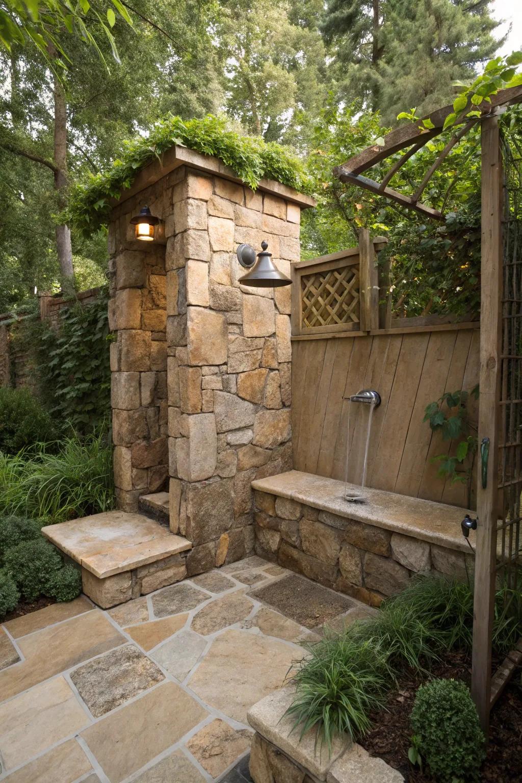 Relax and unwind with built-in seating in your shower.