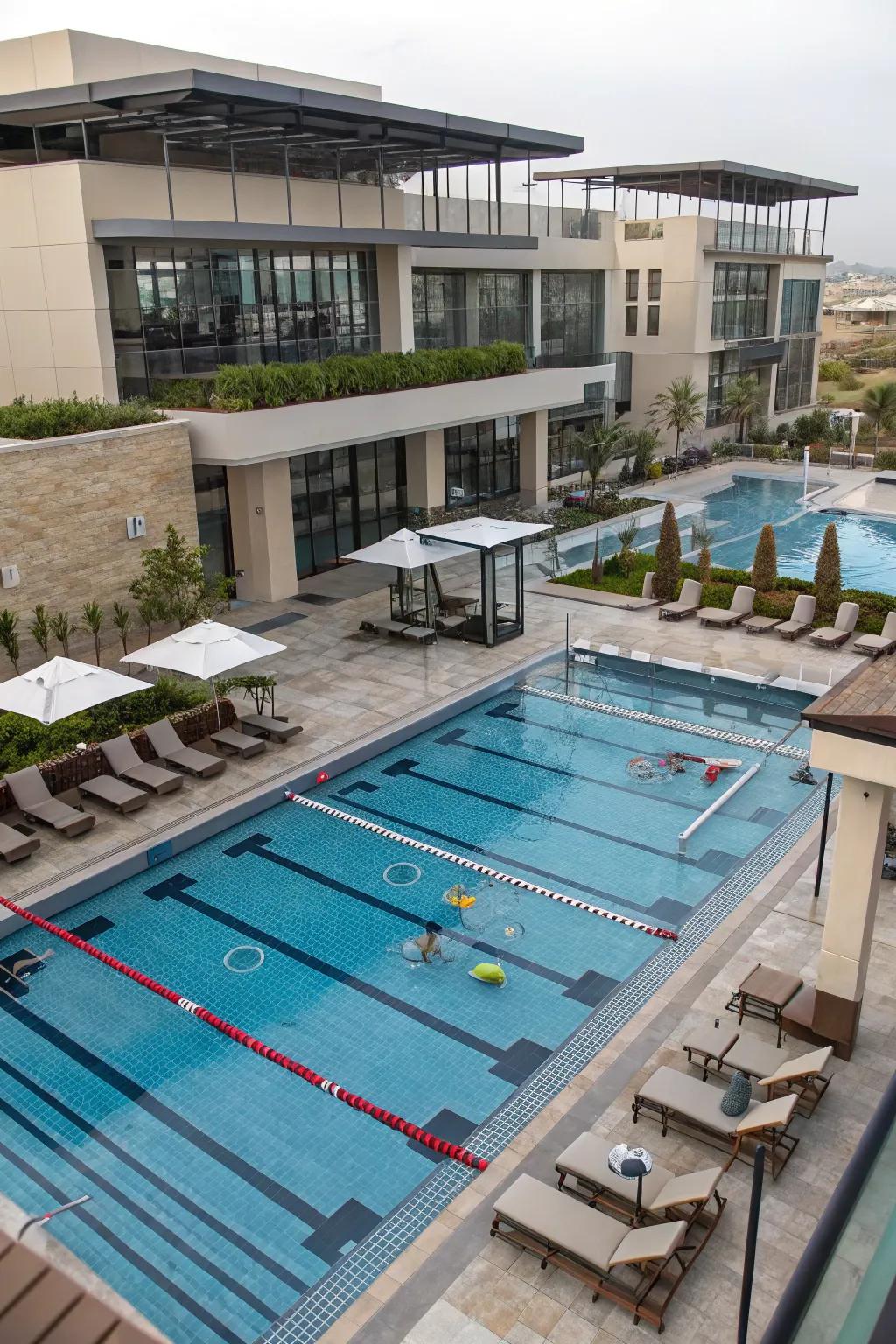 Versatile pool design for varied activities.