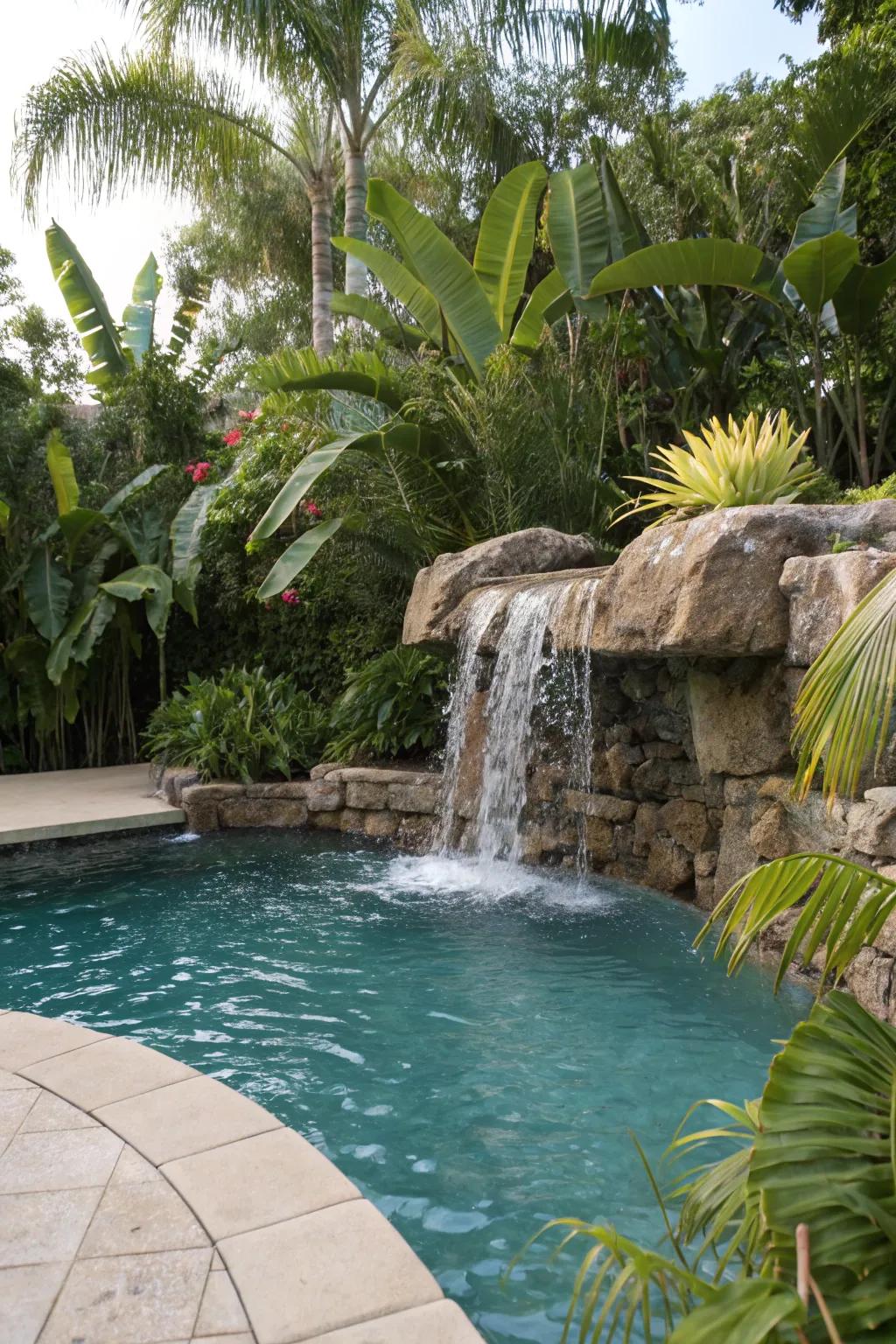 Create a calming oasis with a waterfall feature.