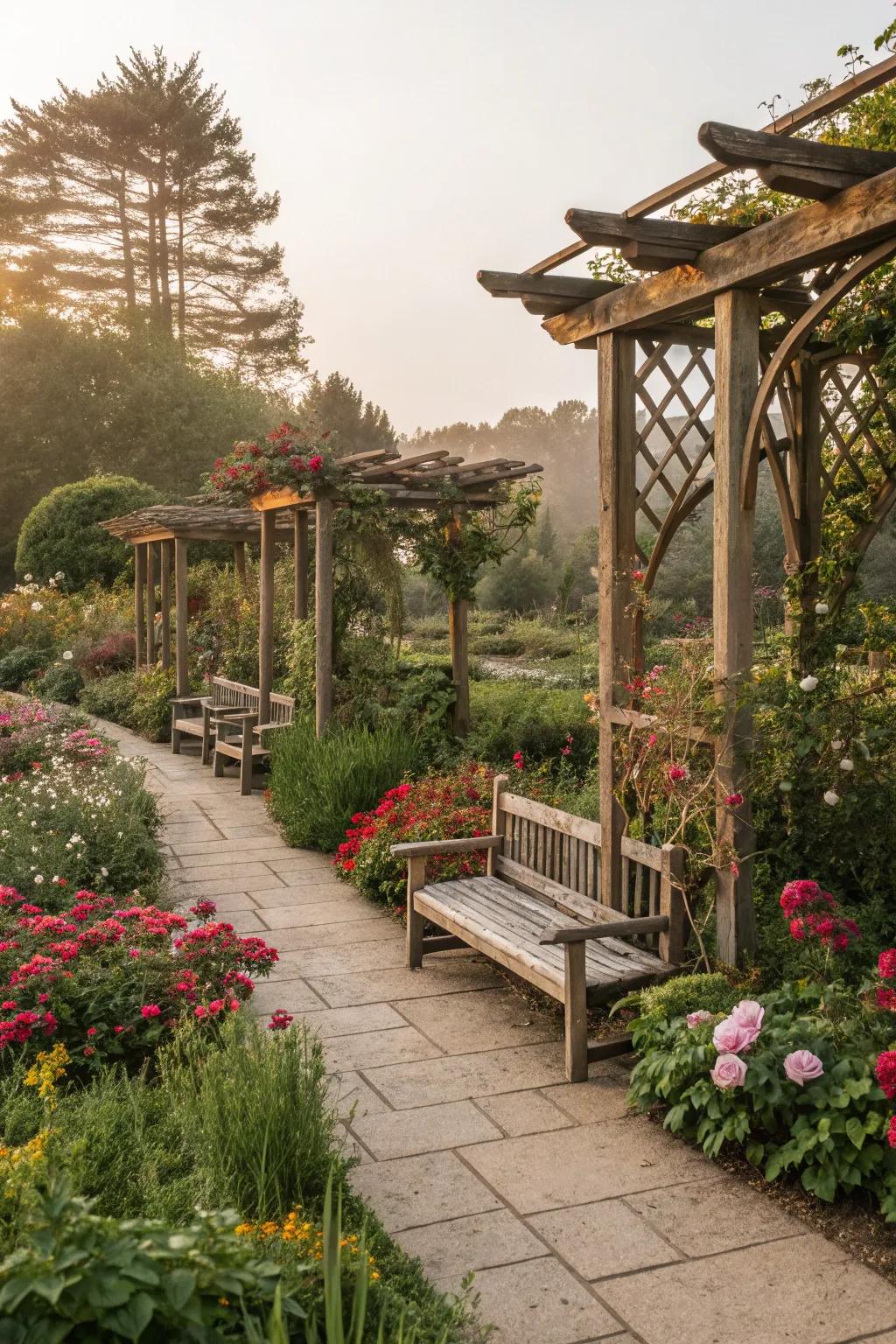 Rustic wooden elements providing charm and structure.