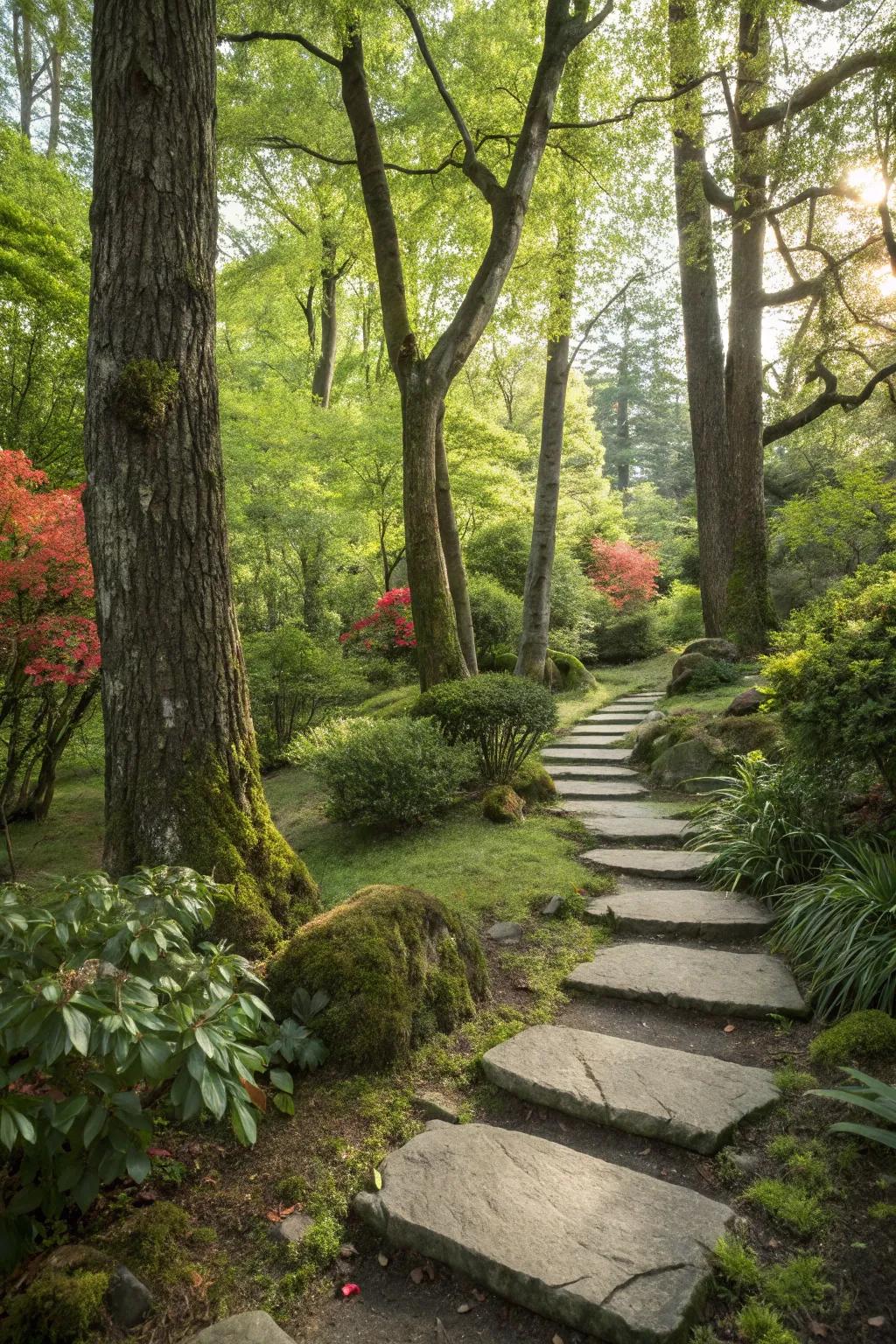 Stepping stones invite exploration.