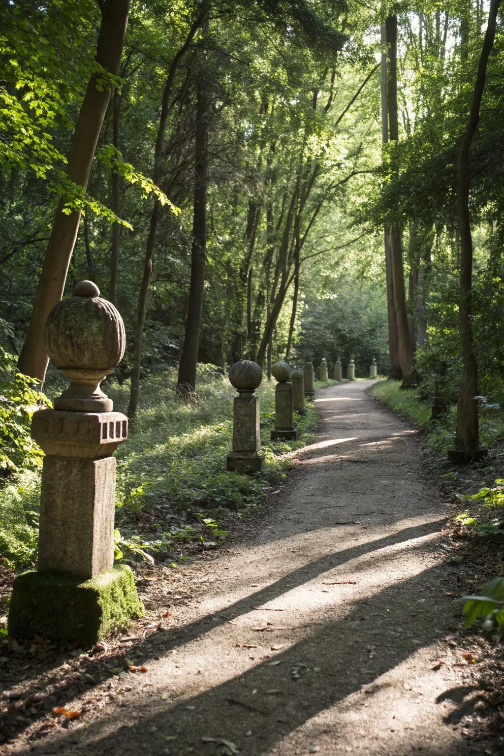 Sculptural stones add elegance.
