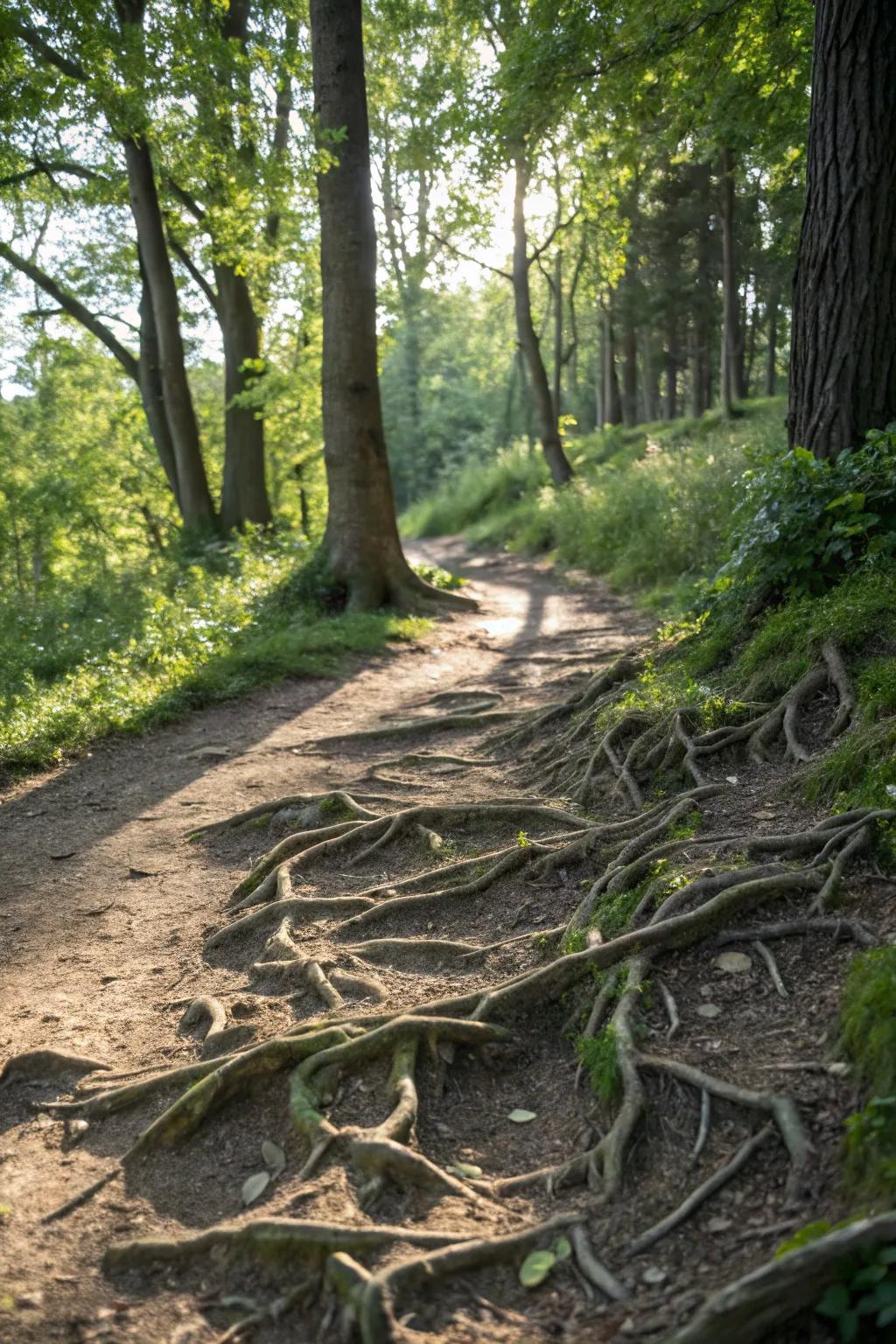 Tree roots add a unique touch.