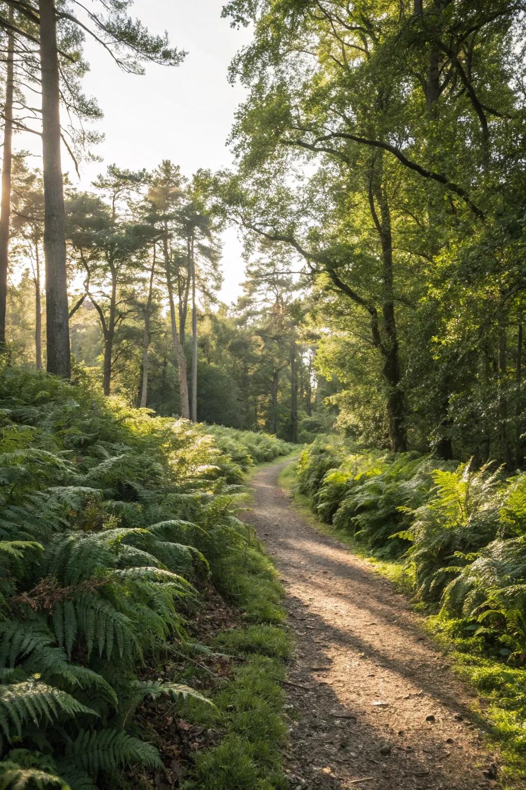 Ferns add a lush border to your path.