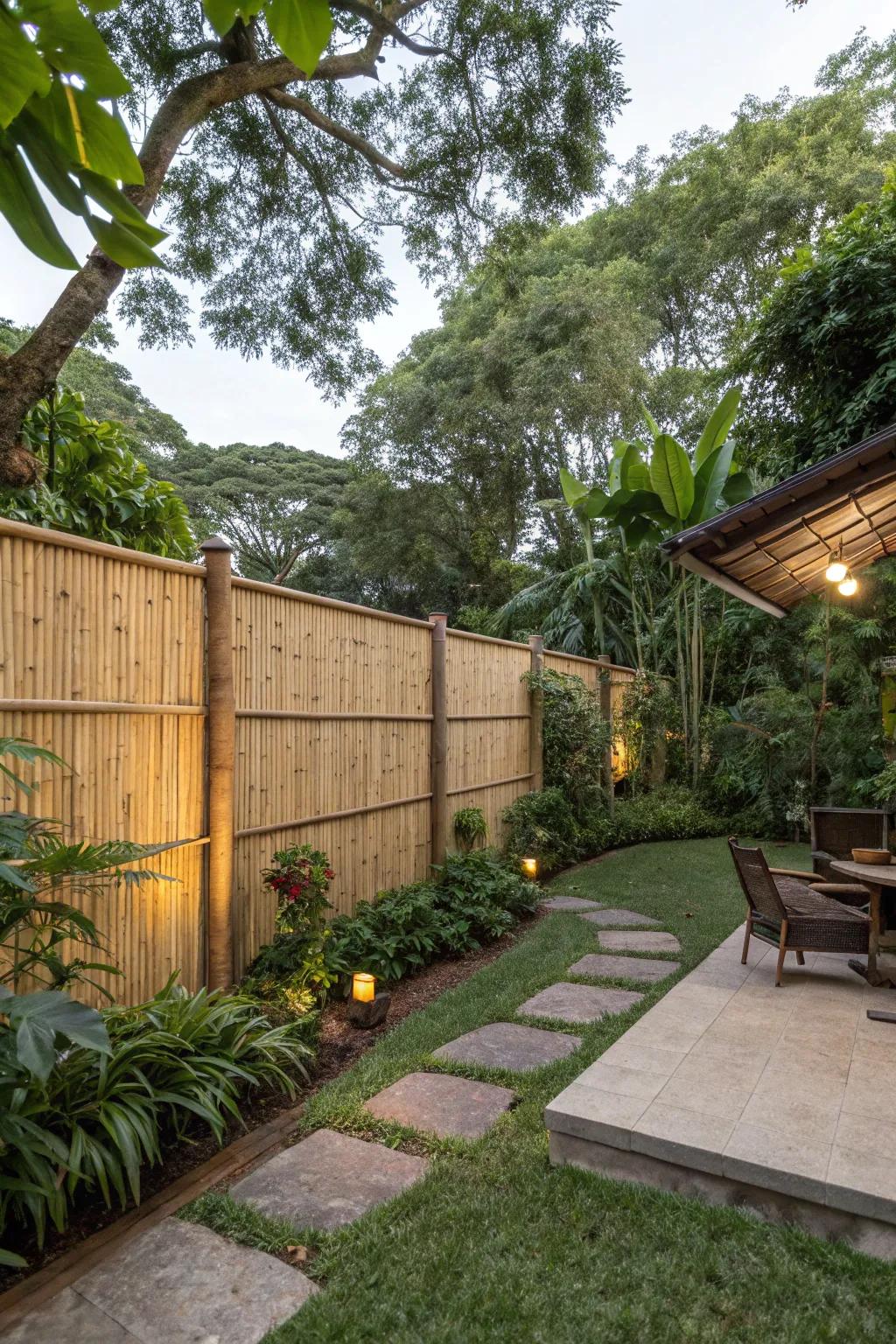 Bamboo screens offer a rustic and calming vibe.