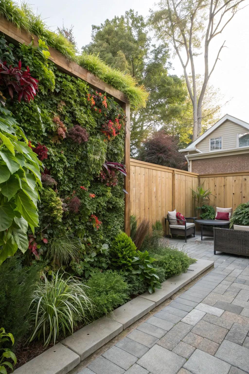 Living walls offer an eco-friendly and vibrant privacy solution.