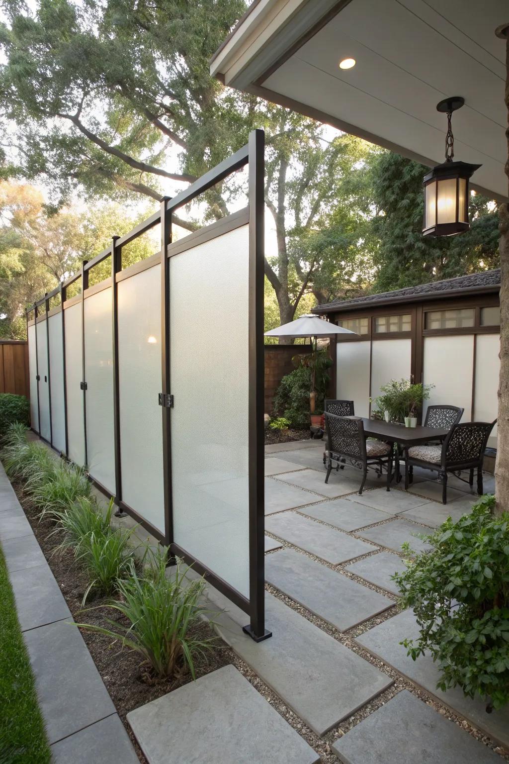 Frosted glass offers sleek privacy without sacrificing light.