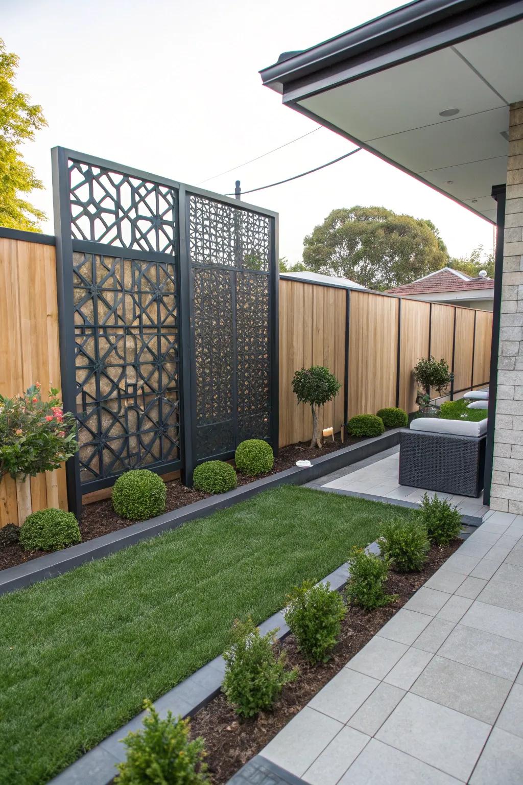 Geometric designs bring a modern edge to privacy screens.