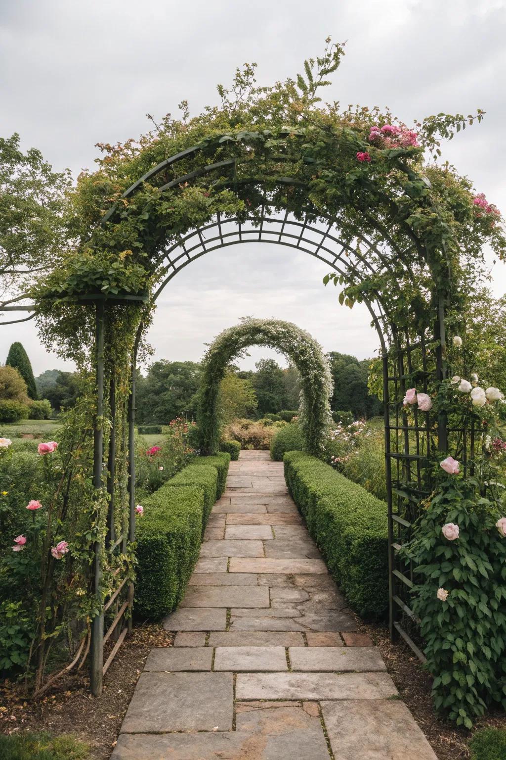 Arbors offer both structure and natural beauty for privacy.