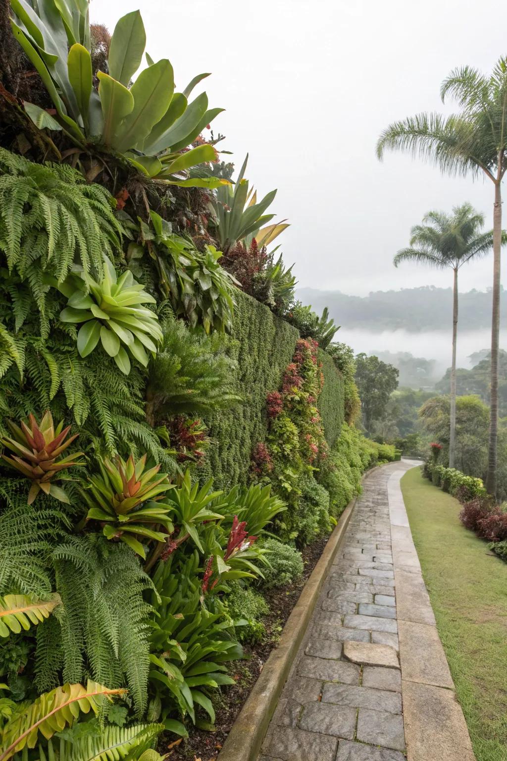 A living wall fence teems with lush life.