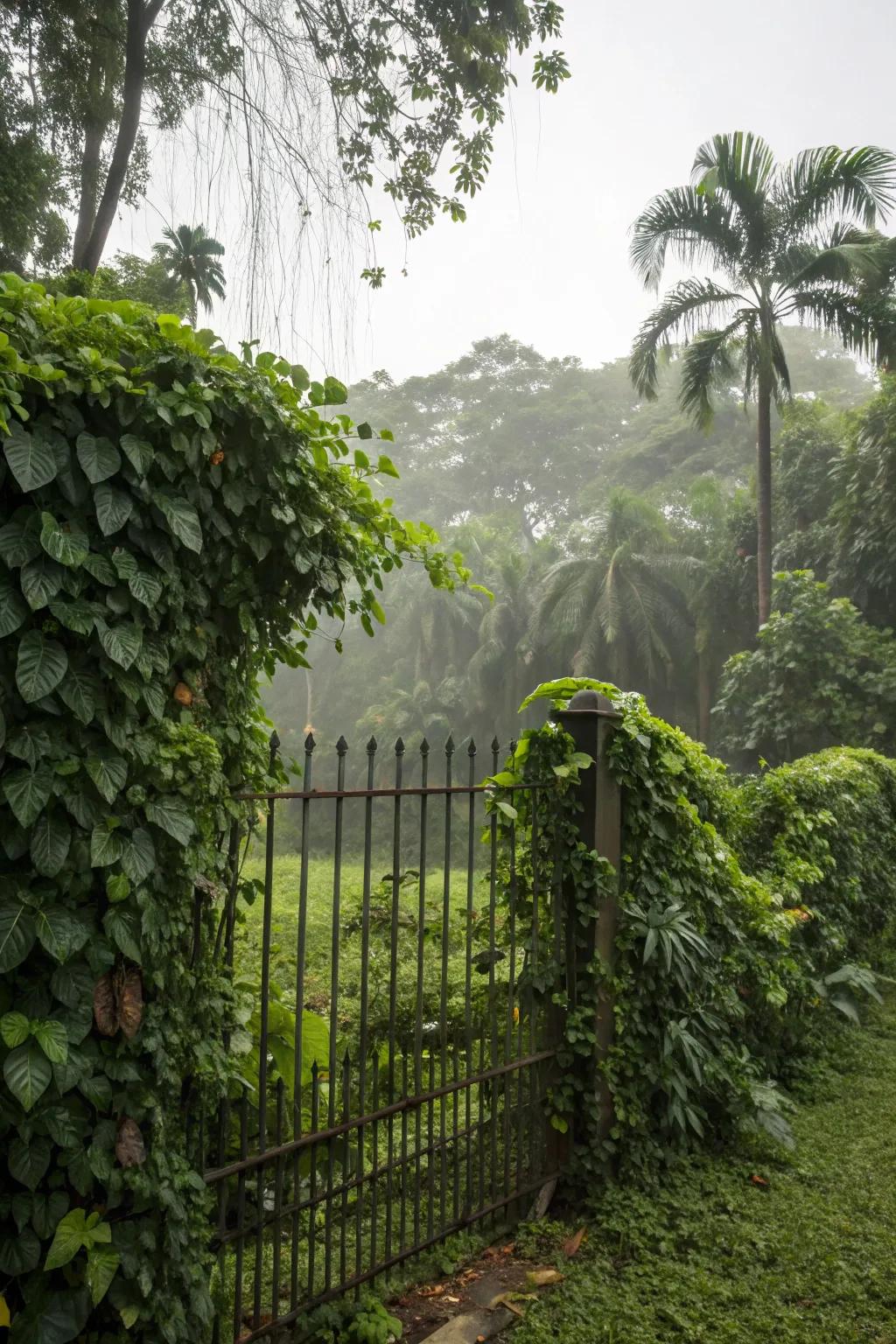 A green curtain of nature adds privacy and beauty.