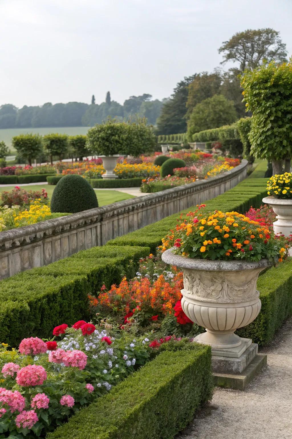 Seasonal planters offer versatility.