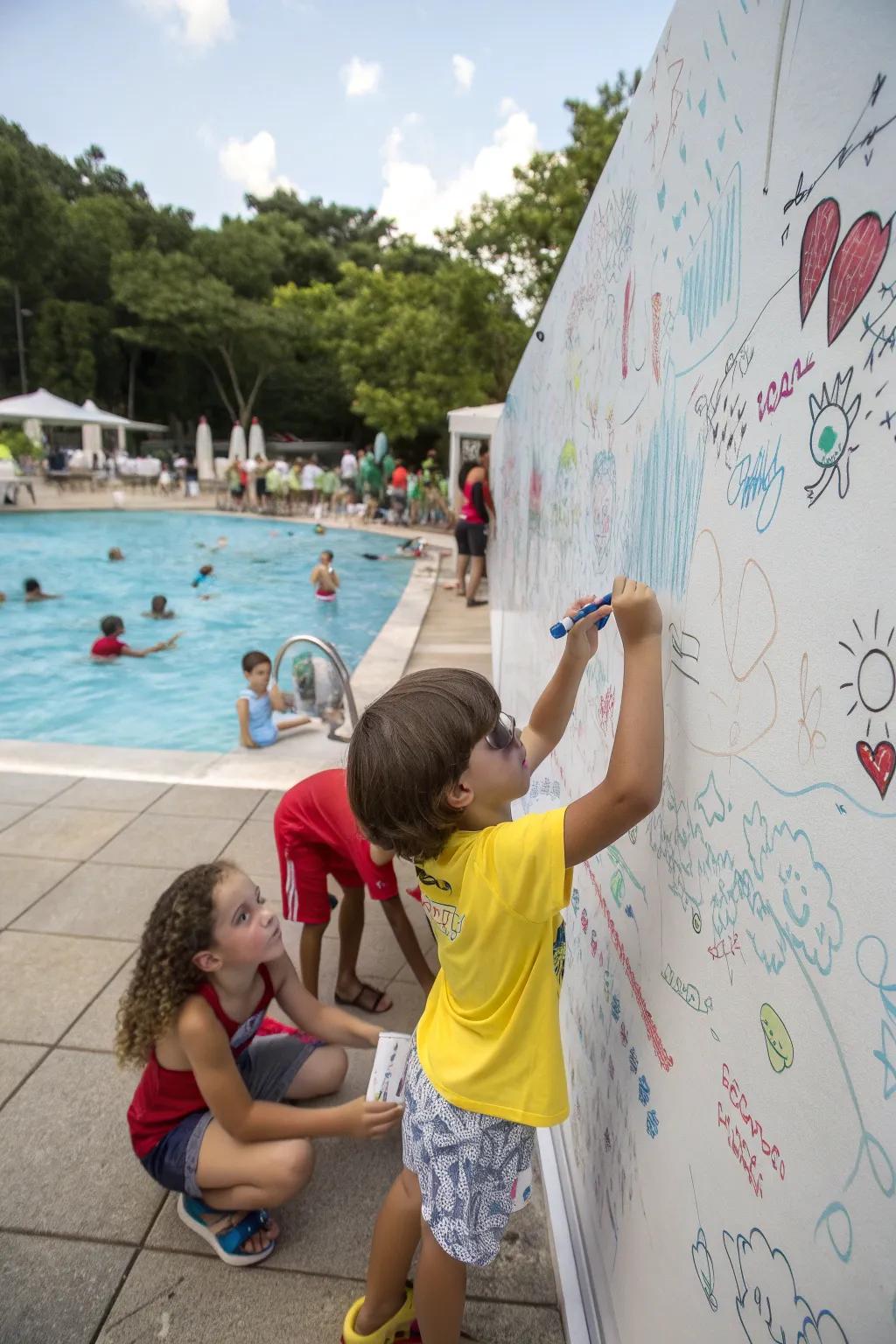 An interactive coloring wall entertains and creates lasting memories.