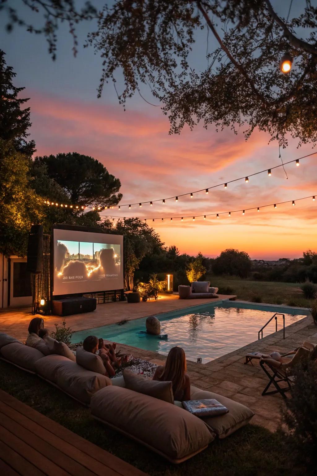Wrap up the day with a cozy poolside movie night.