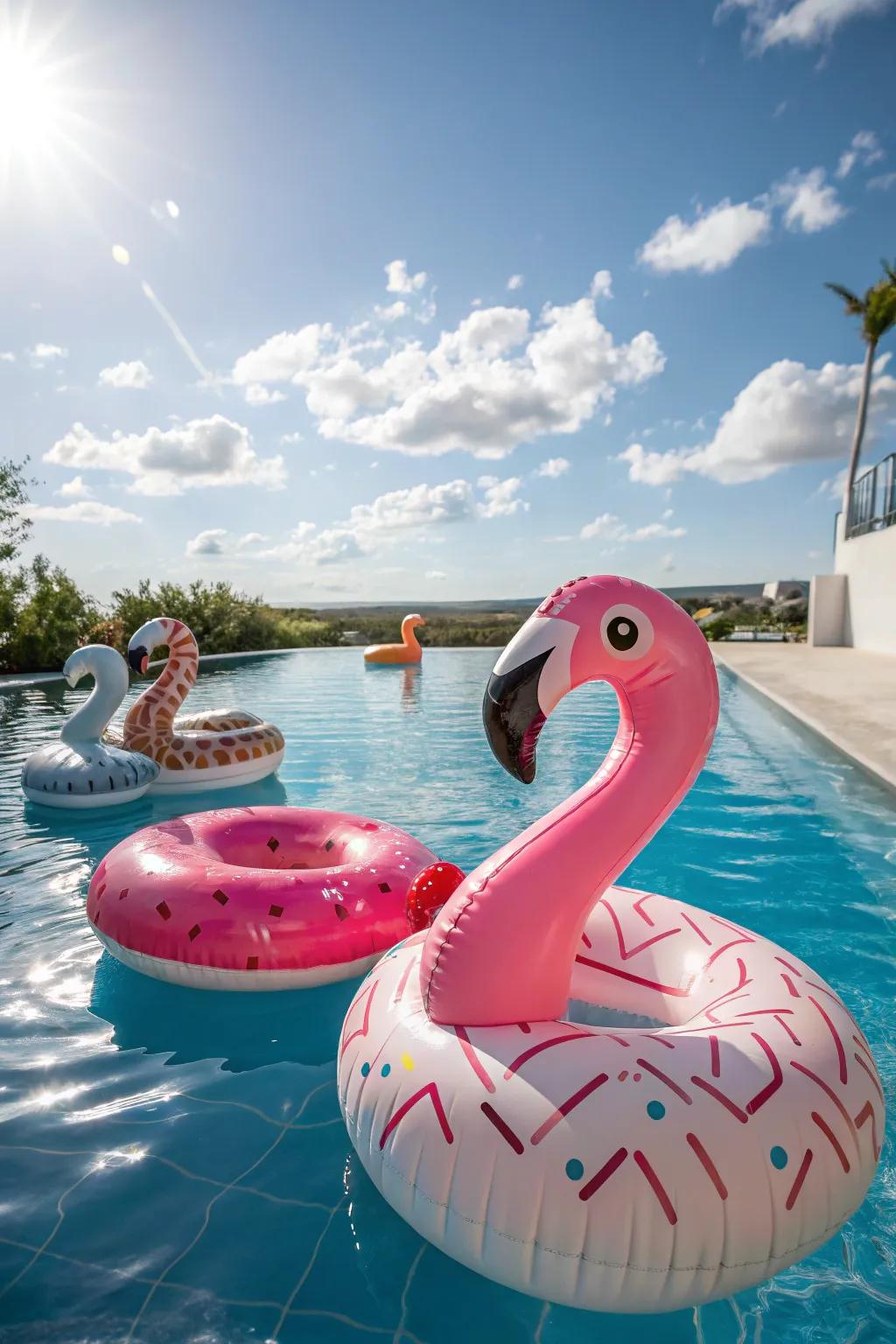 Quirky floaties make a splash at any pool party.
