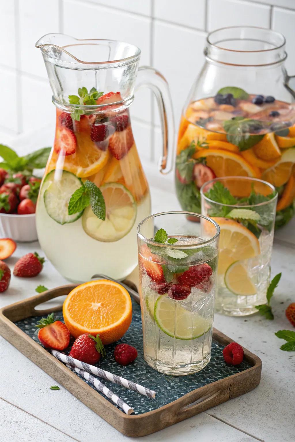 Stay refreshed with a delicious fruit-infused water station.