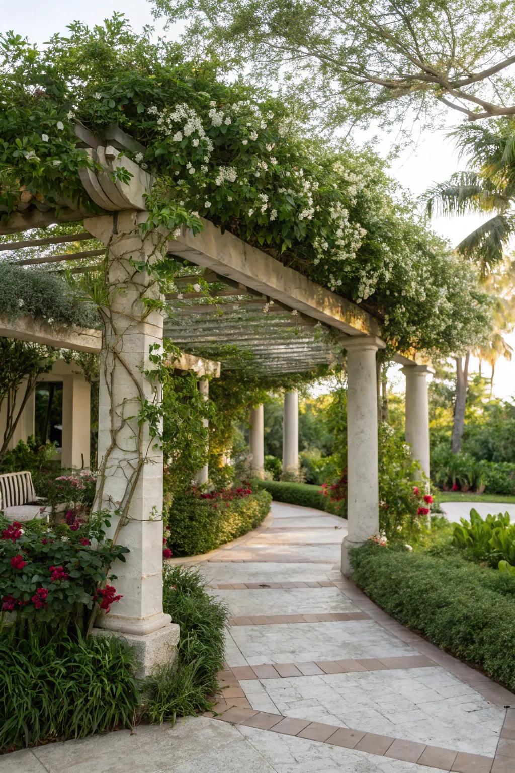 Create shade and scent with a vine-draped pergola.